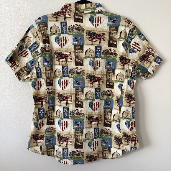 Bit & Bridle Cottagecore Americana Western Country Cowgirl Rodeo Button Down Top - Picture 7 of 12